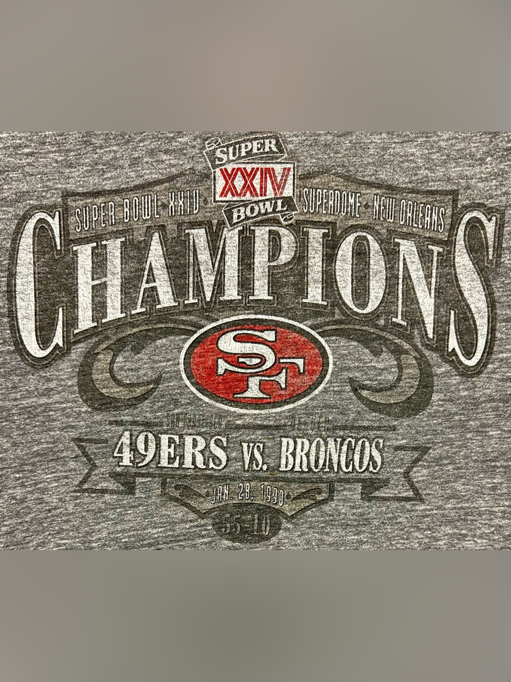 San Francisco 49ers Super Bowl XXIV Champions Retro Tee Men’s L NFL Gray